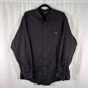 Murano Dress Shirt Men's Large Black Striped Long Sleeve Button Up 100% Cotton